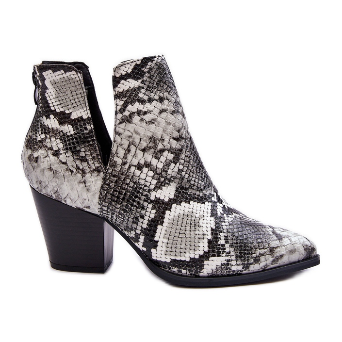 Kvinnors Cut Out Snake Boots Svart och vit Caderina