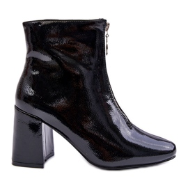 Lackade Stövlar Med Dekorativ Blixtlås Svart Sevil