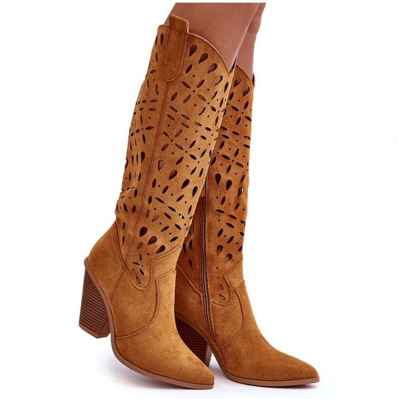 Mocka Openwork Cowboy Boots Brun Nisu