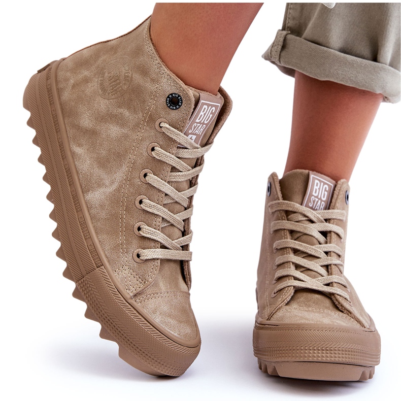 Damsneakers Big Star High Warm Beige GG274071