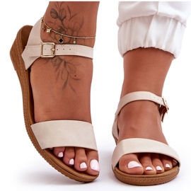 Arya Classic Low Wedge Sandals Beige