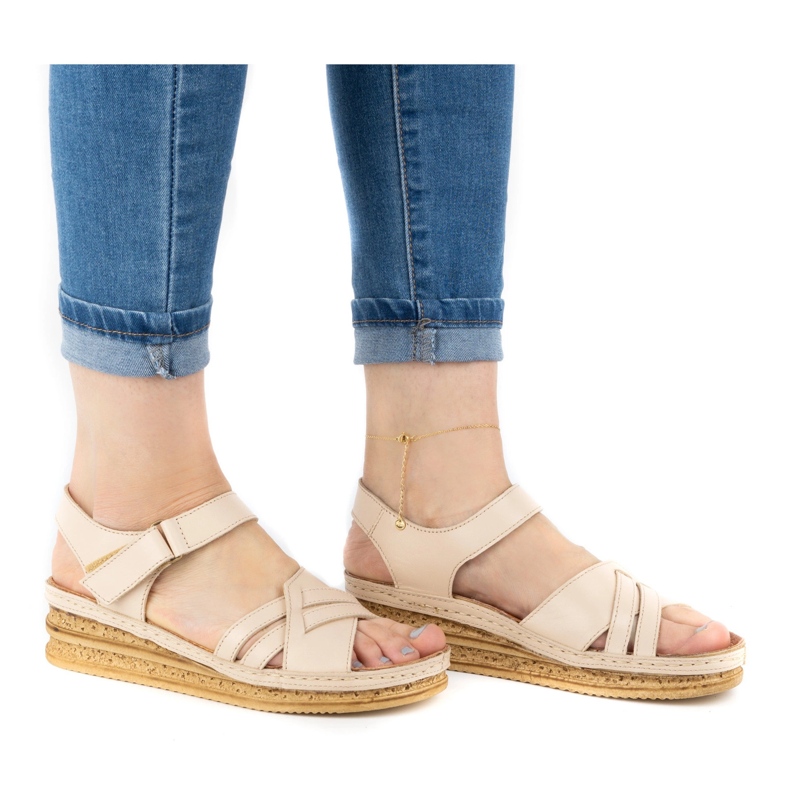 WASAK Bekväma damsandaler i läder 0658W beige