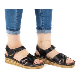 WASAK Bekväma damsandaler i läder 0658W svart