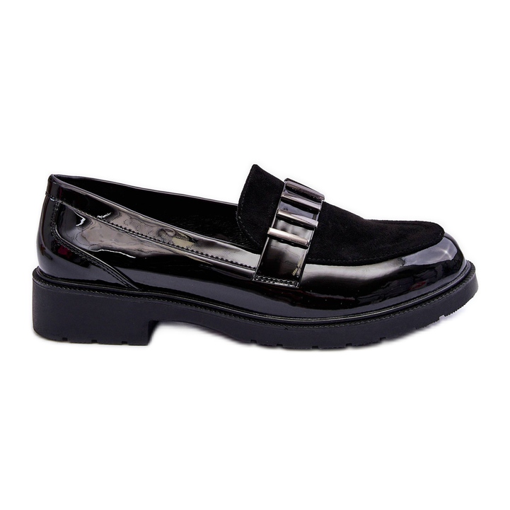 Lackade Loafers Med Dekoration Svart S.Barski HY317