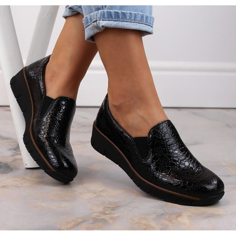 Bekväma Rieker skor W RKR166C krokodilsvart