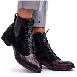 Maciejka Läder platta klackstövlar 06200-08 Svart