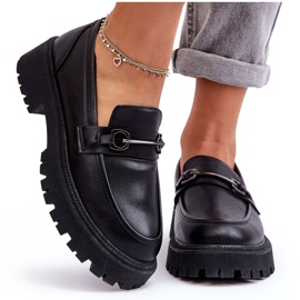 PE1 Läderplattform Loafers för kvinnor Svarta Detes