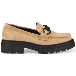 La.Fi Beige loafers på mockaplattform