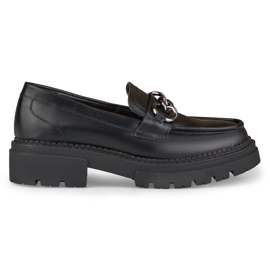 La.Fi Svarta mockasiner på en plattform av eko-läder