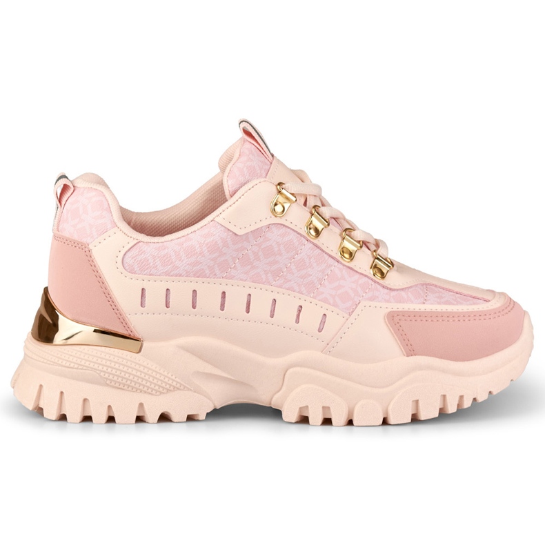Rosa sneakers för kvinnor med gyllene accessoarer