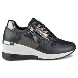 Eleganta svarta wedge sportskor