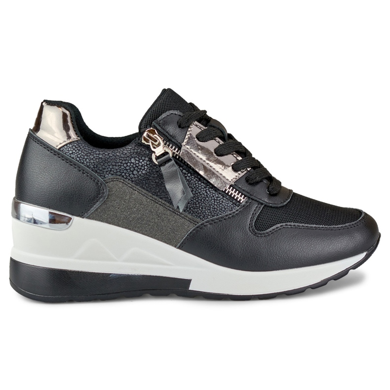 Eleganta svarta wedge sportskor