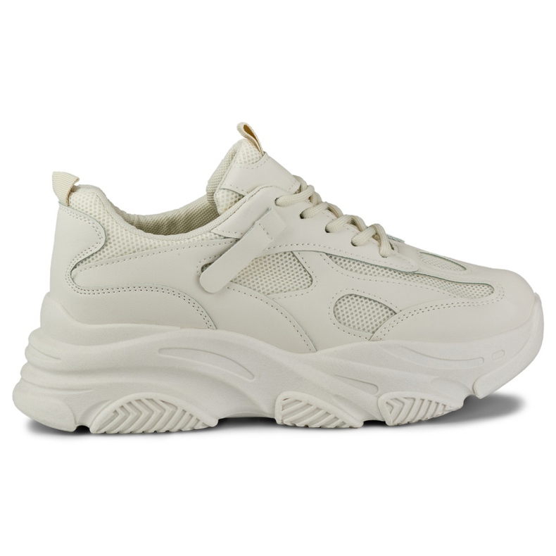 Beige sneakers för kvinnor med tjock sula svart