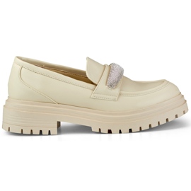 Beiga brogues med zirkoner beige