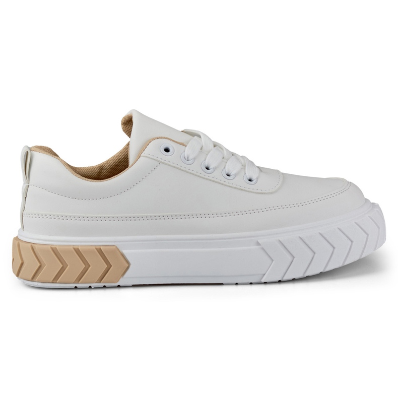 Vita eko-lädersneakers för kvinnor beige