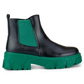 Arbetskängor för kvinnor med grön sula svart