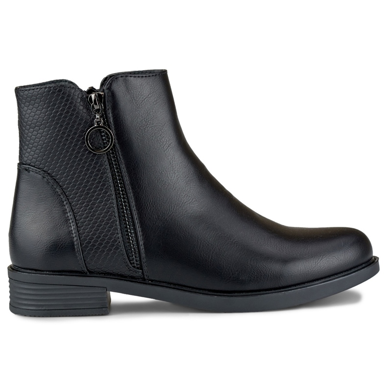 Svarta platta stövlar för kvinnor av ekologiskt läder