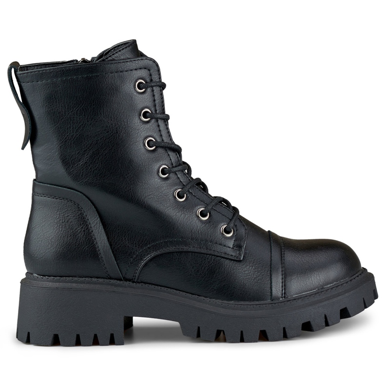 Brigitte klassiska arbetsstövlar med snörning för kvinnor svart