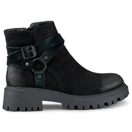 Svarta mockastövlar för kvinnor med svart Aline-dekor