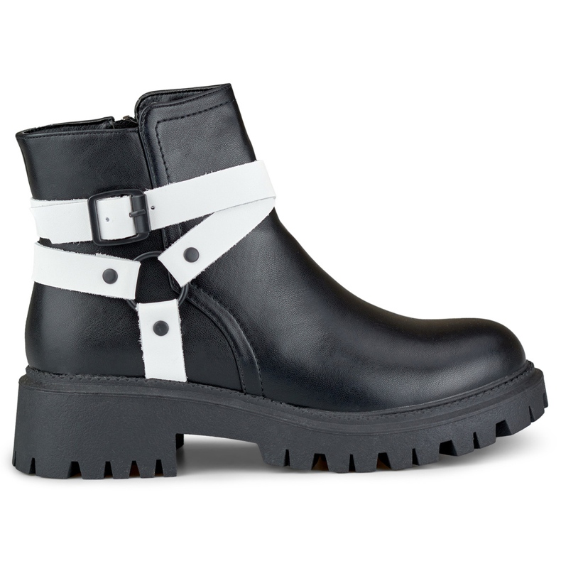 Svarta damstövlar med vit Aline dekoration