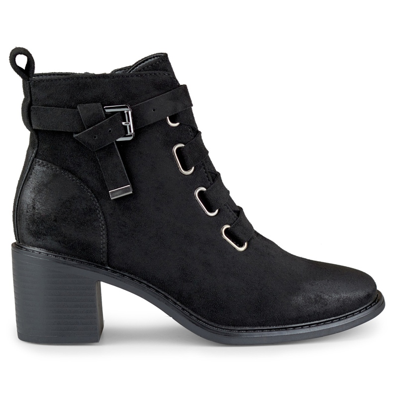 Lågklackade damstövlar i svart mocka från Salin