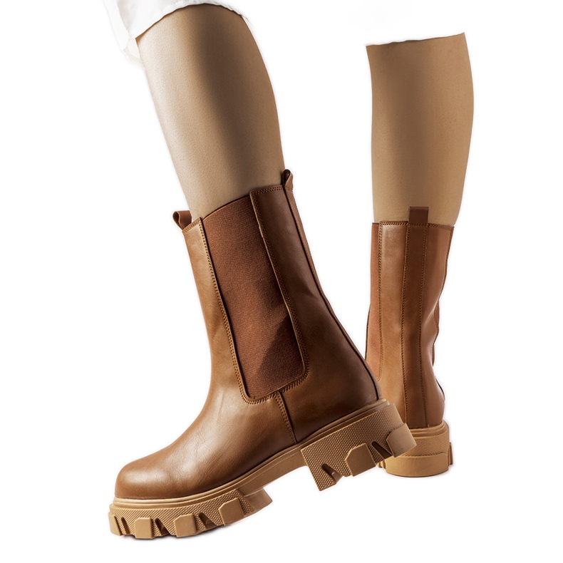 Vallejo bruna slip-on arbetarstövlar