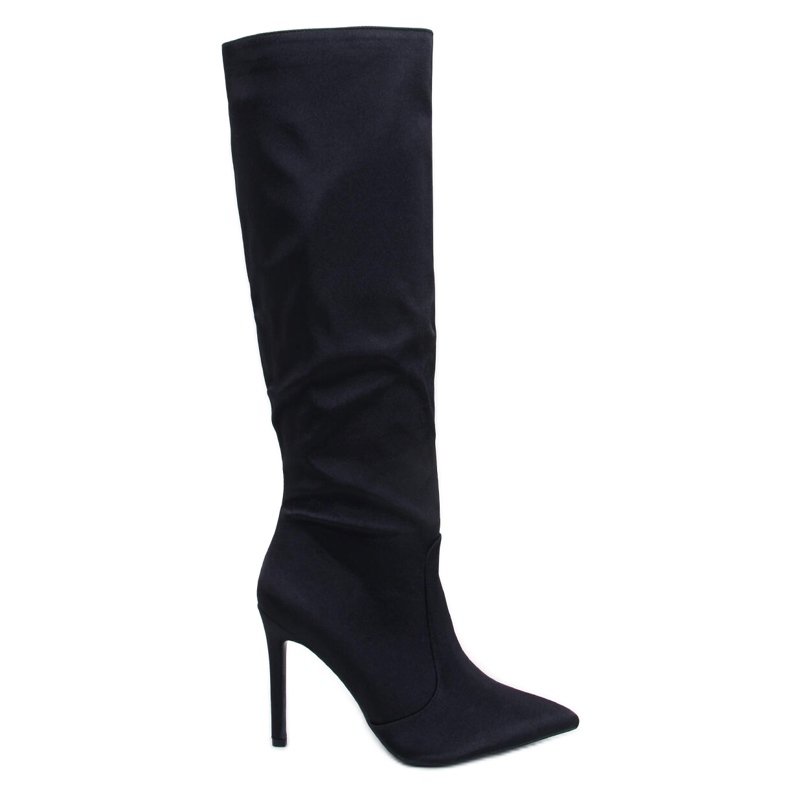 Strauss Black Satin High Heel Boots svart