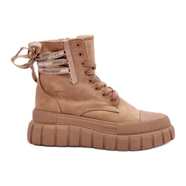 Kvinnors mocka plattform ankelboots Beige rafter