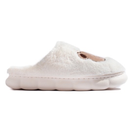 Vita pälstofflor med Shelovet-nalle