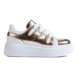 Guld och vita högplattformssneakers från Shelovet