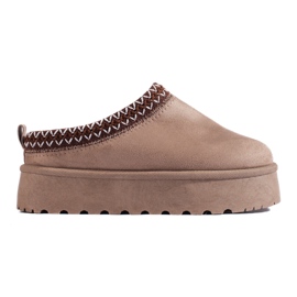 Mörkbeige mockatofflor med tjock sula från Shelovet