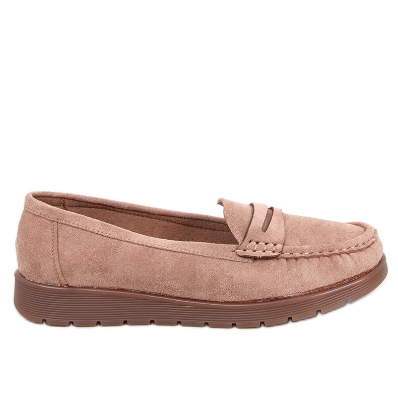 Loafers i mocka med innersula i läder från Marit Khaki beige