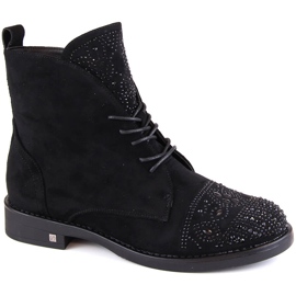 Damstövlar med zirkon svarta Potocki SZ12178