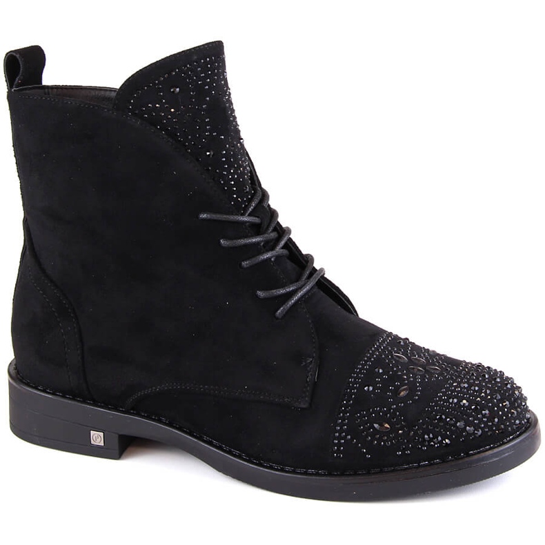 Damstövlar med zirkon svarta Potocki SZ12178