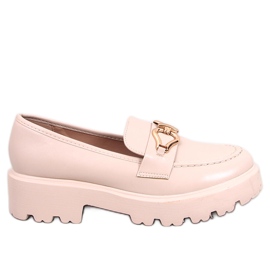 Zandra Beige loafers med spänne
