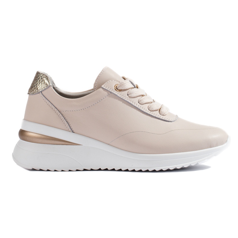 Beige wedge sneakers i läder från Shelovet