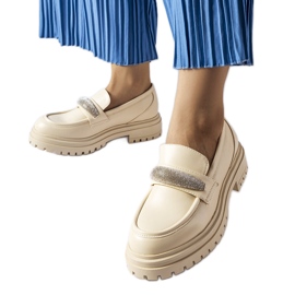 Beige mockasiner med strass från Hartford