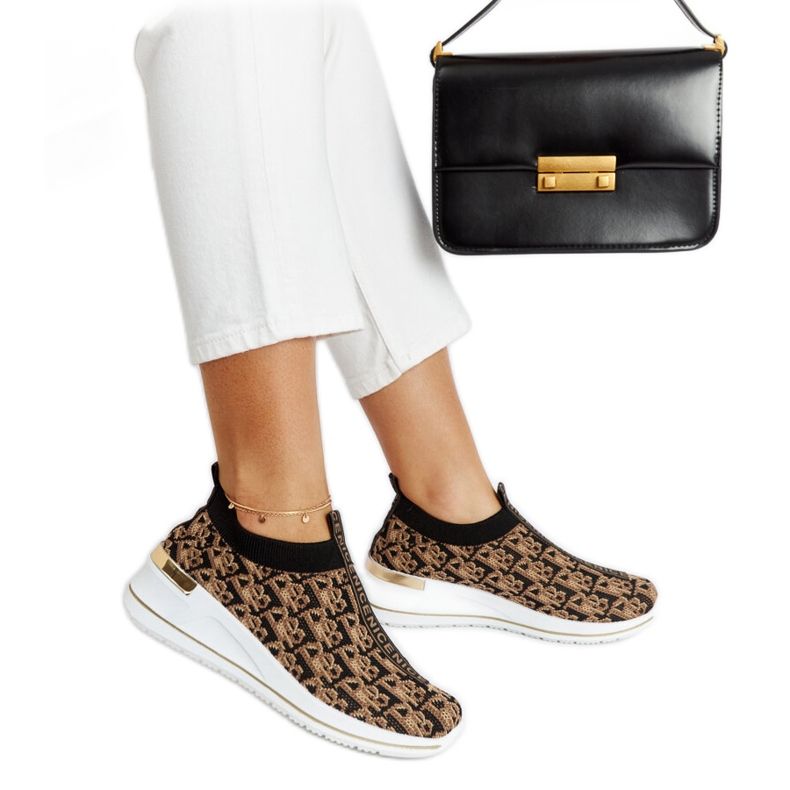 Svarta och bruna Slip On Tartano stövlar