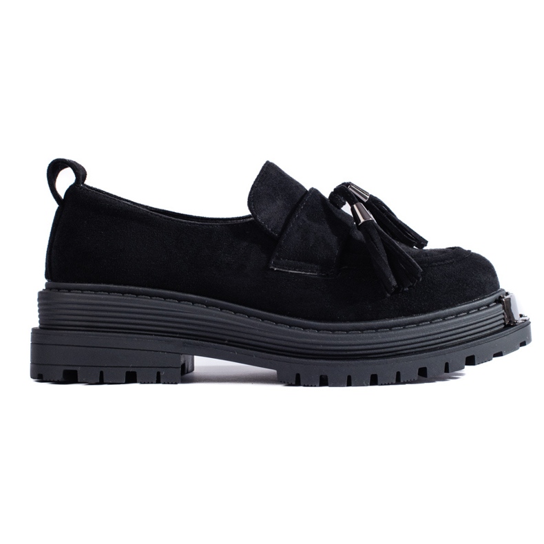 Tofsloafers i svart mocka från Shelovet