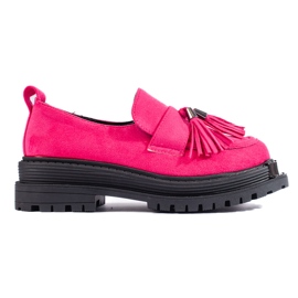 Fuchsia loafers i mocka för kvinnor Shelovet loafers rosa