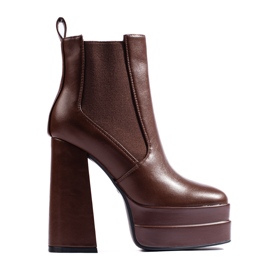 Shelovet bruna platåkängor med ett elastiskt band