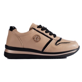Shelovet sneakers i beige läder