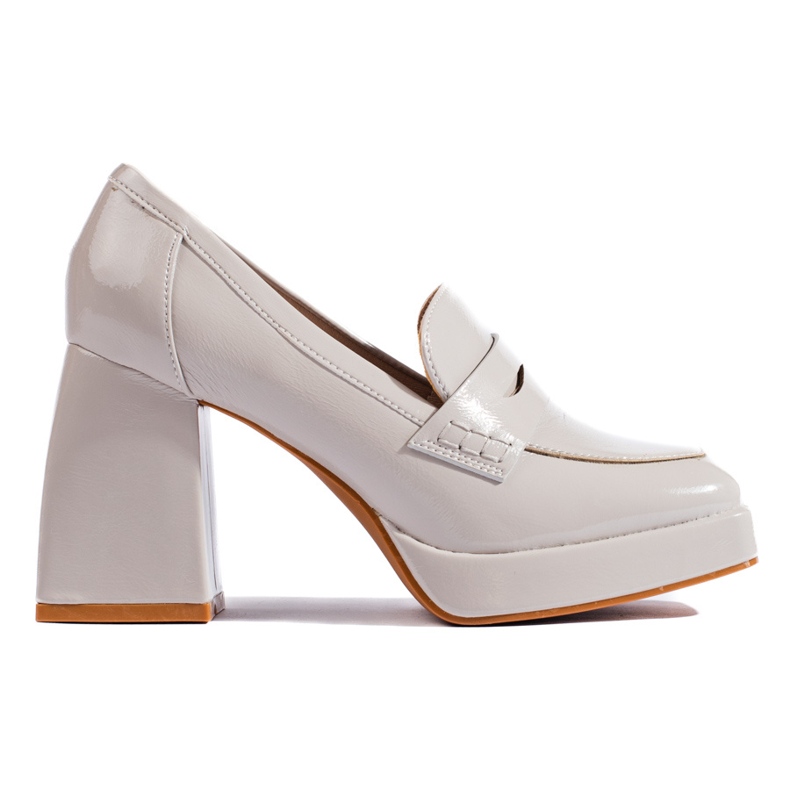 Shelovet högklackade skor i lack i ljusgrå