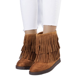 Bruna kilboots med fransar från Rivière