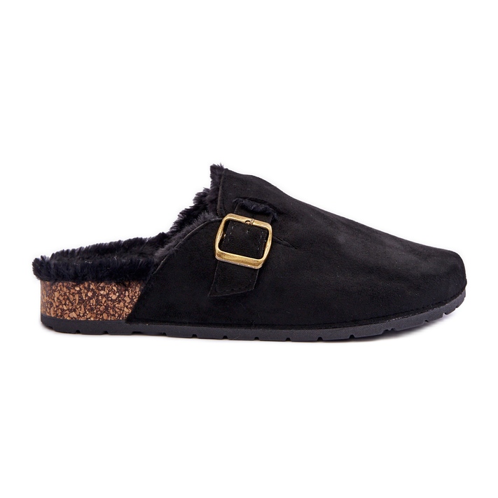 FB2 Damflip-flops i mocka med päls Svart Haidamia