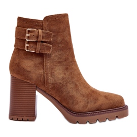 Stövlar med hög klack i mocka Brun Makeline