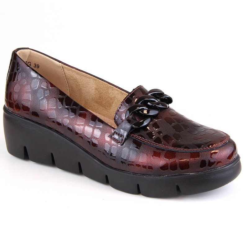 Filippo DP4128 vinrött läder kilskor för kvinnor röd