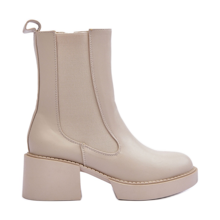 Beige Ironna Chelsea boots med massiva höga klackar