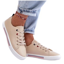 PE1 Damsportskor i läder Beige Mosaia