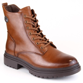 Bruna damstövlar med snörning och dragkedja Potocki SZ12203